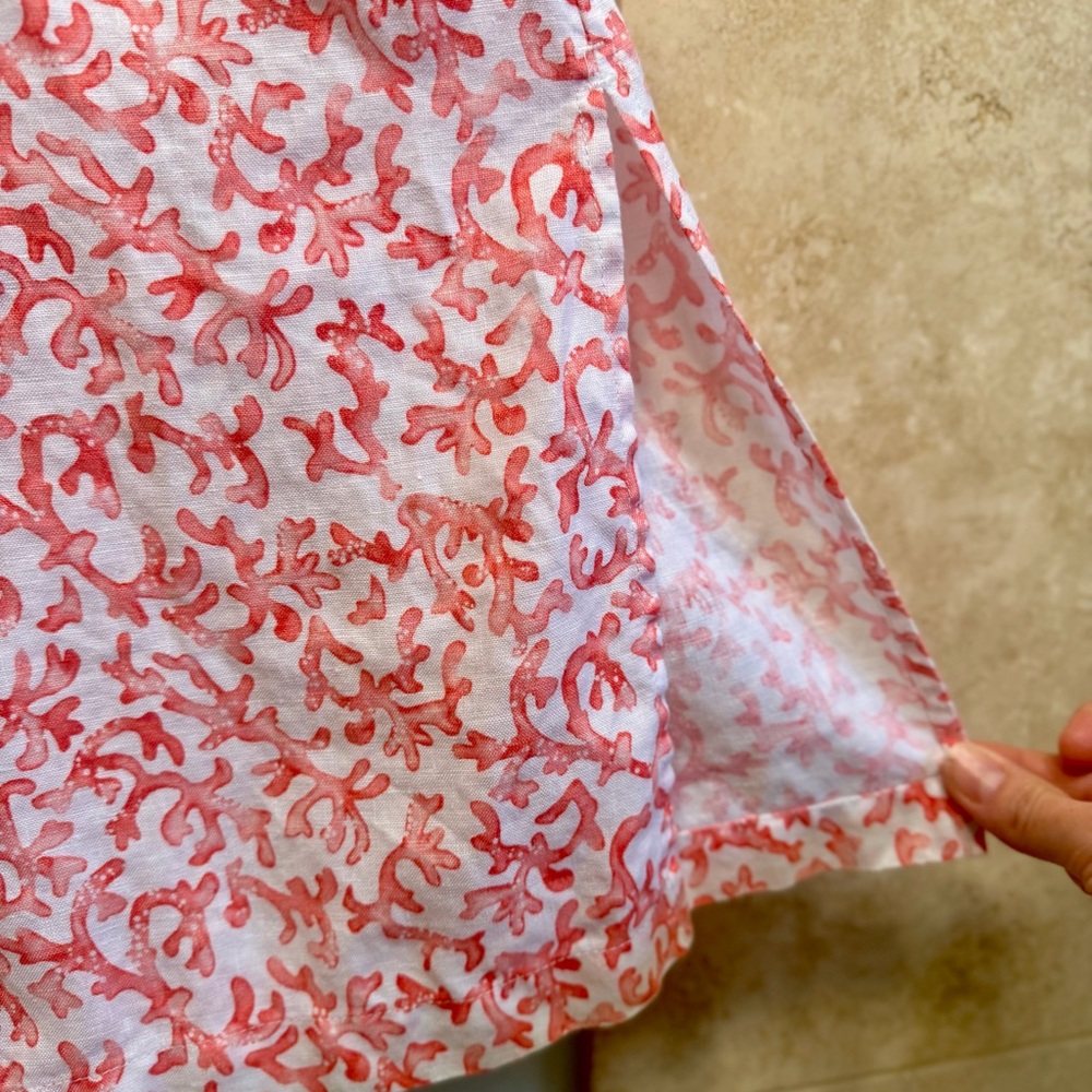 Tommy Bahama 100% linen sea coral print sleeveless shirt dress, size Medium - Picture 6 of 10